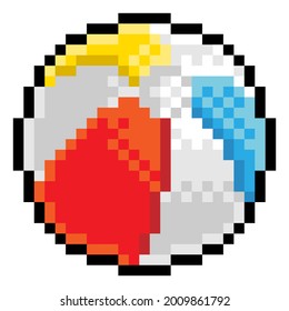 A Beach Ball Eight Bit Retro Video Game Style Pixel Art Icon