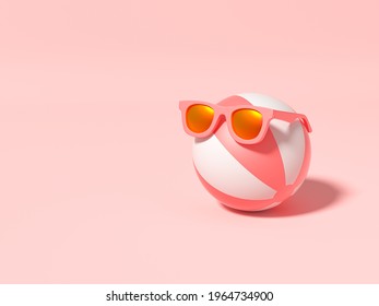 Beach ball wearing sunglasses on pink background. Summer with love. Summer vacation concept. Minimal abstract wallpaper concept. Velvet season. Flat lay. 3d render - Powered by Shutterstock