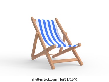 Beach chair isolated on white background. 3D Rendering, 3D Illustration
