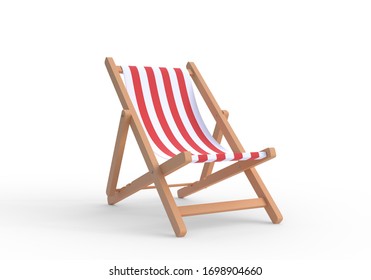 Beach Chair Isolated On White Background. 3D Rendering, 3D Illustration