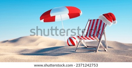 Similar – Image, Stock Photo Beach chair, sandy beach, sea and sun breaks through clouds with its rays