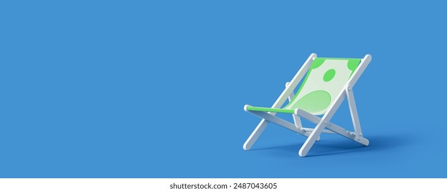 Beach chair in the shape of a dollar. Buying a tour, planning a vacation budget. Mock up. 3d rendering - Powered by Shutterstock