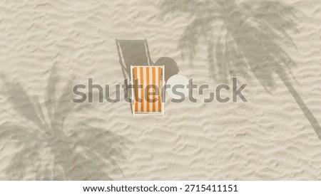 Beach chair with small table in the middle of the beach sand