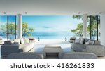 Beach living on Sea view / 3d rendering