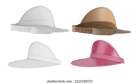 Beach Plastic Clear Sun Visor Hat 3D Rendering