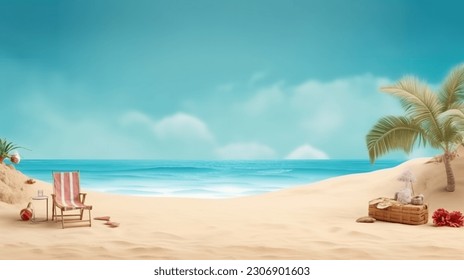 Beach Themed Background with Empty Copy Space for Your Message