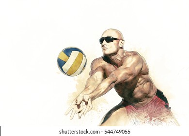 Beach Volleyball Player In Action