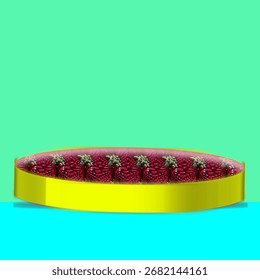 beaded bracelet featuring a row of red, possibly patterned, beads, set within a yellow band. This style is similar to beaded bracelets found in various fashion and cultural contexts. 