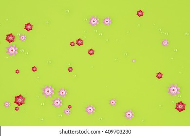 Beads and flowers background. 3D rendering.