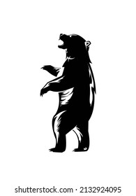 Bear Black Silhouette On Hind Legs Stock Illustration 2132924095 ...