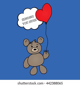 Bear With Heart Balloon - Sending You Hugs