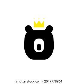 Bear King Logo With Crown