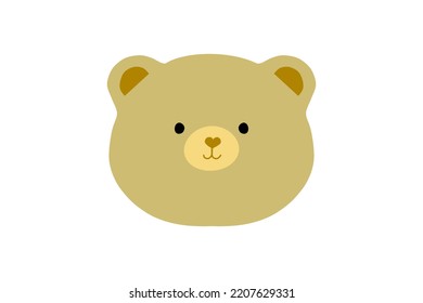 Bear Shape Head In Brown Colour And Cute Face. Smiling Bear And Cute Heart Nose Shape