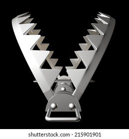 Bear Trap. Isolated On Black Background. 3d Illustration