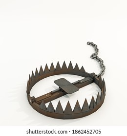 Bear Trap Isolated On White Background 3d Illustration