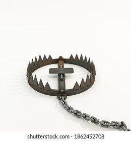 Bear Trap Isolated On White Background 3d Illustration