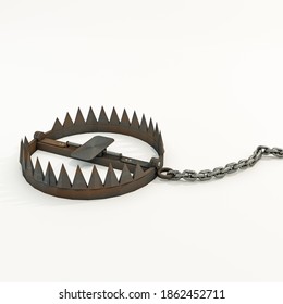 Bear Trap Isolated On White Background 3d Illustration 