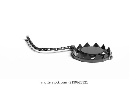 Bear Trap isolated on white background. business trap, scammer concept, 3d illustration, 3d render 