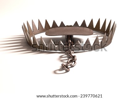 Bear trap on white background with clipping path included.