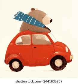 Bear at the Wheel - Adorable Illustration - Powered by Shutterstock