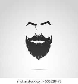 Beard and mustache icon on white background.