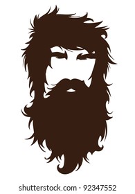 Bearded Man Silhouette Illustration With Long Hair