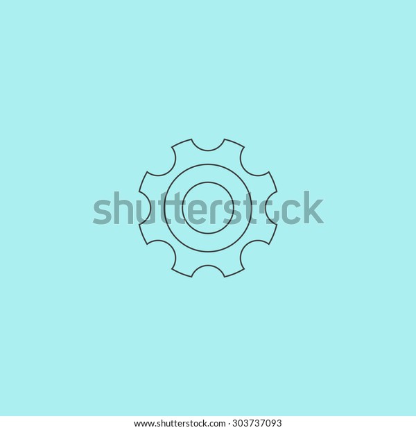 Bearing. Outline simple flat icon isolated on\
blue background