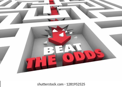 Beat The Odds Overome Challenge Maze Arrow Words 3d Illustration