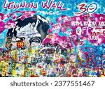The Beatles Lennon wall Prague art graffiti impression multicoloured