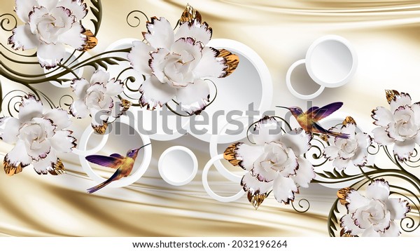 Beautiful 3D Wallpaper Design With Beautiful Flower Wallpaper Background