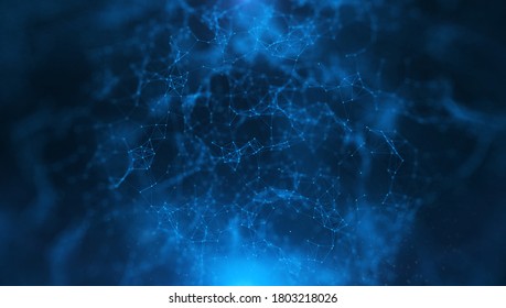 Beautiful Abstract background with plexus network as data complex molecule and connection, white cybernetic points, stars, lines.