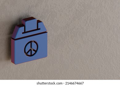 Beautiful abstract illustrations Blue Peace vote box symbol icons on a gray wall background. 3d rendering illustration. Background pattern for design. 	