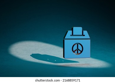 Beautiful abstract illustrations Peace VOTE symbol icon on a dark blue background. 3d rendering illustration. Background pattern for design.