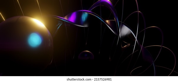 Beautiful Abstract Shapes Three Dimensional BlueViolet Abstract Background 3D Illustration