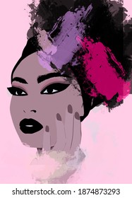 Beautiful African Black Queen Illustration 