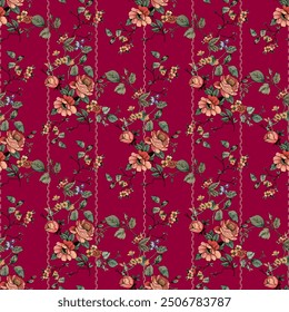 Beautiful allover pink solid ground design in beautiful seamless flower