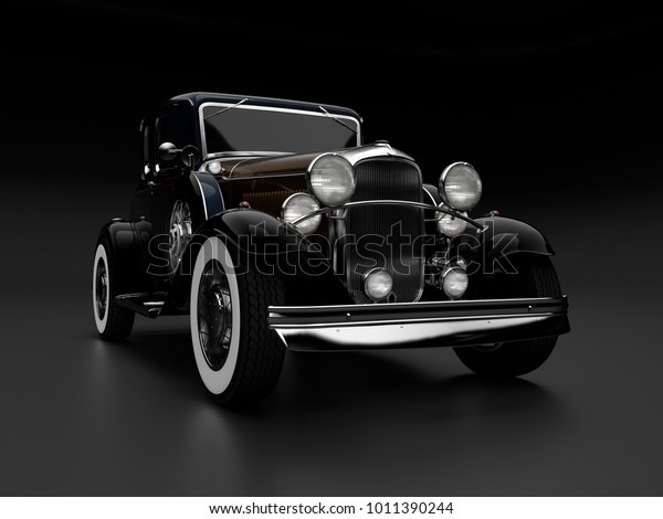 Beautiful\
ancient cars in the dark. 3d\
illustration.