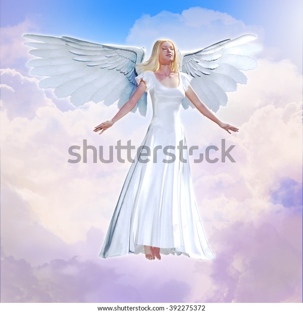 Beautiful Angel Floating Sky Stock Illustration 392275372 | Shutterstock