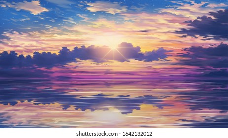 Sunset Aesthetic Clouds Background