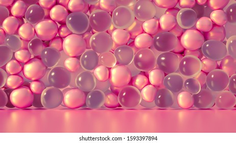 Beautiful background with beads, particles and simulation. 3d illustration, 3d rendering.