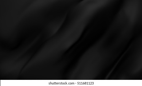 Beautiful black  background with drapery and folds of silk. 3D illustration, 3D rendering.