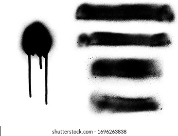 Beautiful black ink brushes. Set of ink stains, stroke and spray