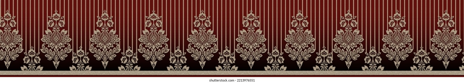 Beautiful Black Red Border Design For Digital Printing , Can Be Used In Suit ,kurti 