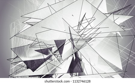 Beautiful black & white illustration with triangles.