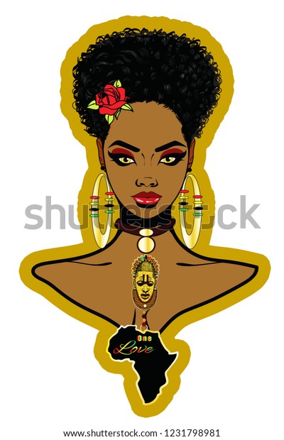 Ilustrações stock, imagens e vetores de Beautiful Black Woman Afro