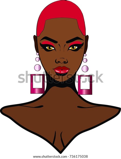 Beautiful Black Woman Red Short Hairstyle Stock Image Download Now