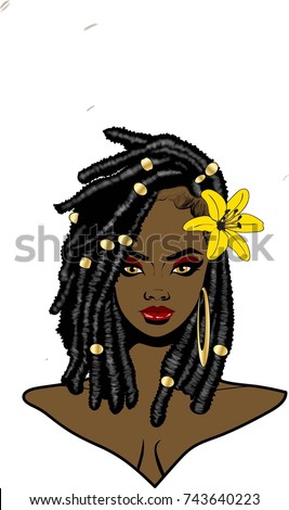 Beautiful Black Woman Twist Braids Hairstyle Stock 