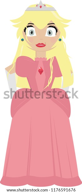 Beautiful Blonde Hair Princess Wearing Pink Stock Illustration