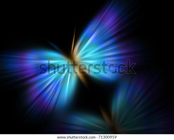 Beautiful Blue Butterfly On Black Background Stock Illustration 71300959