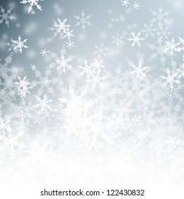 Beautiful blue sparkling snowy winter background with copy space.